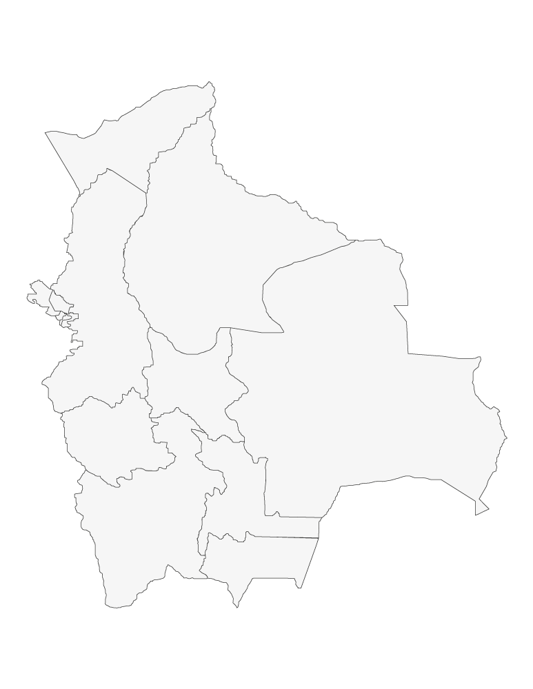 Mapa blanco para niños de Bolivia