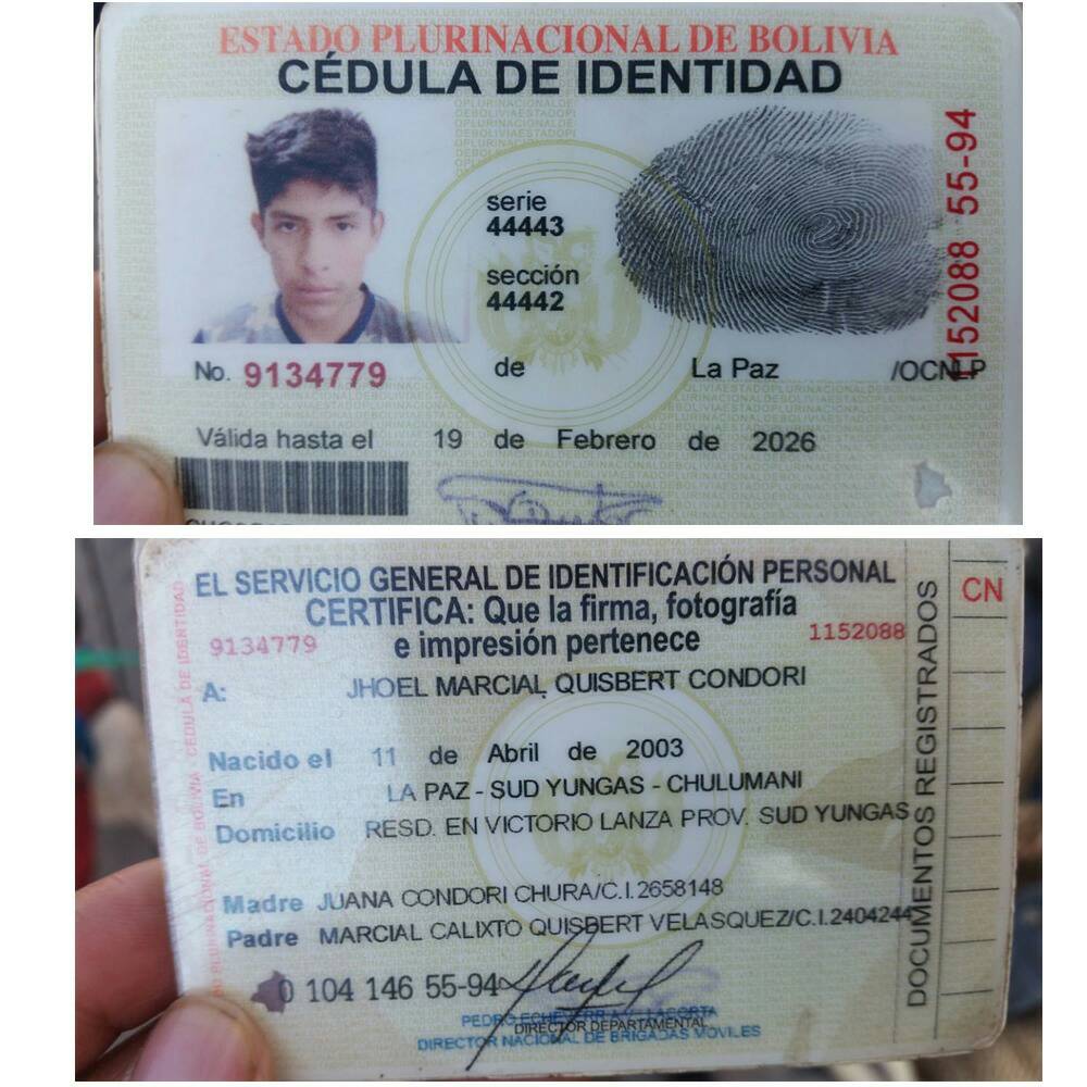 Jhoel Marcial Quisbert Condori, 68177994