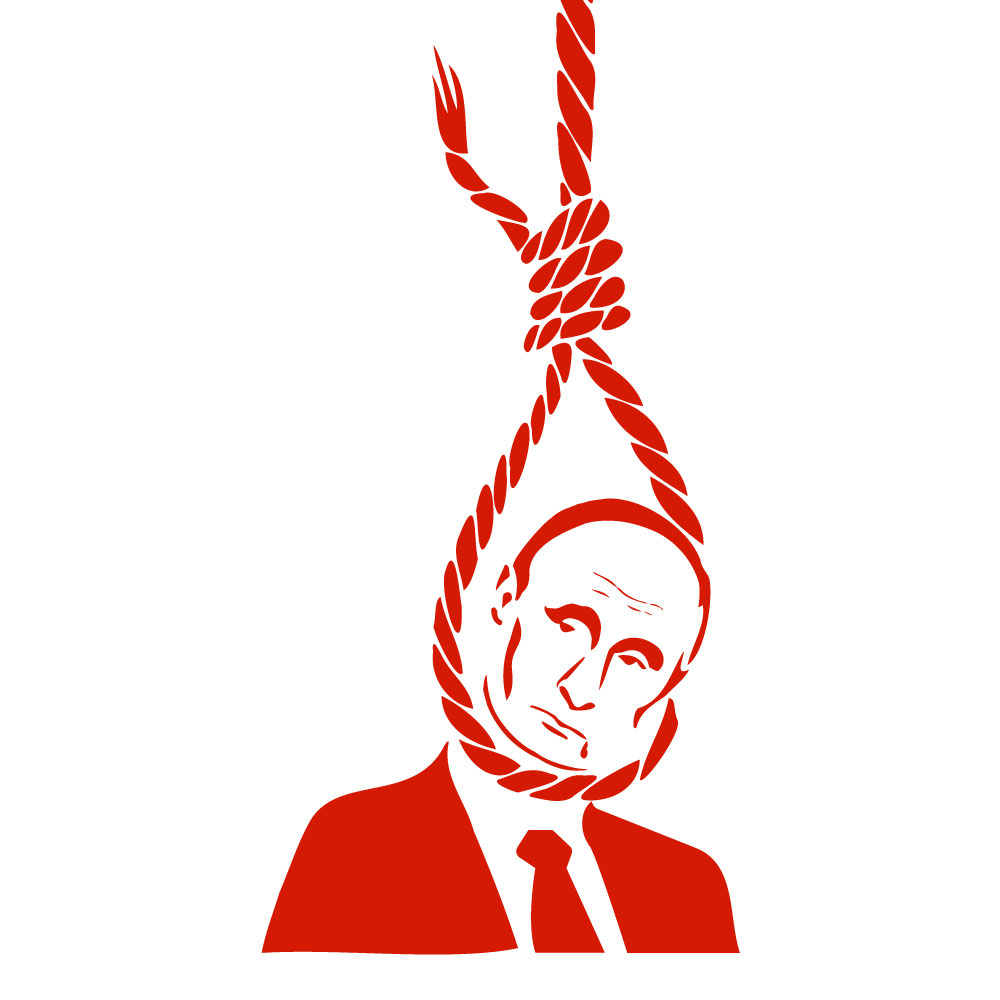 Putin ahorcado color rojo