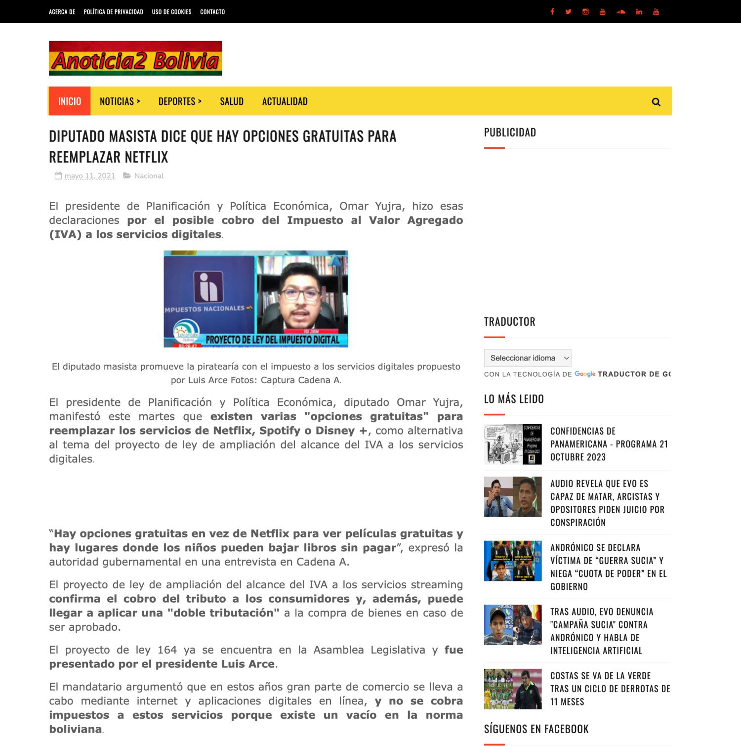 Impuesto Netflix Bolivia