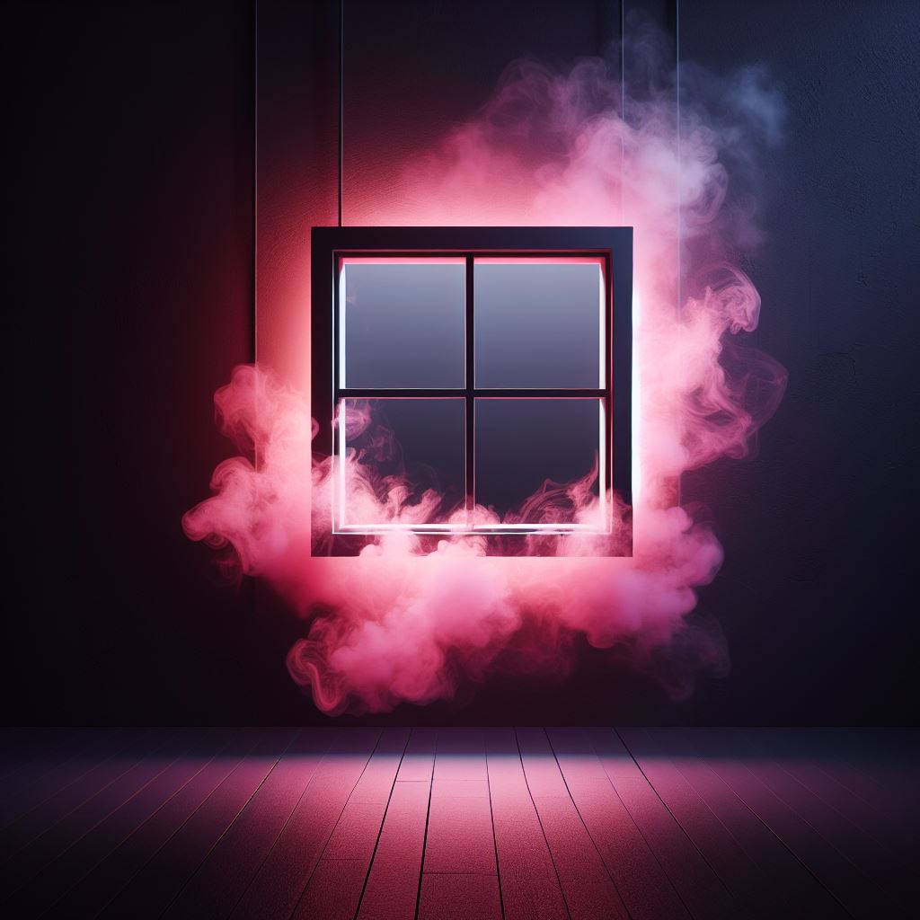 Ventana rosa con humo
