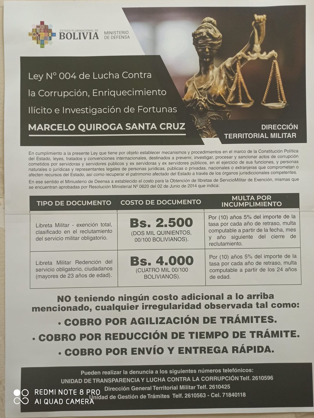Comprar libreta militar en Bolivia, requisitos