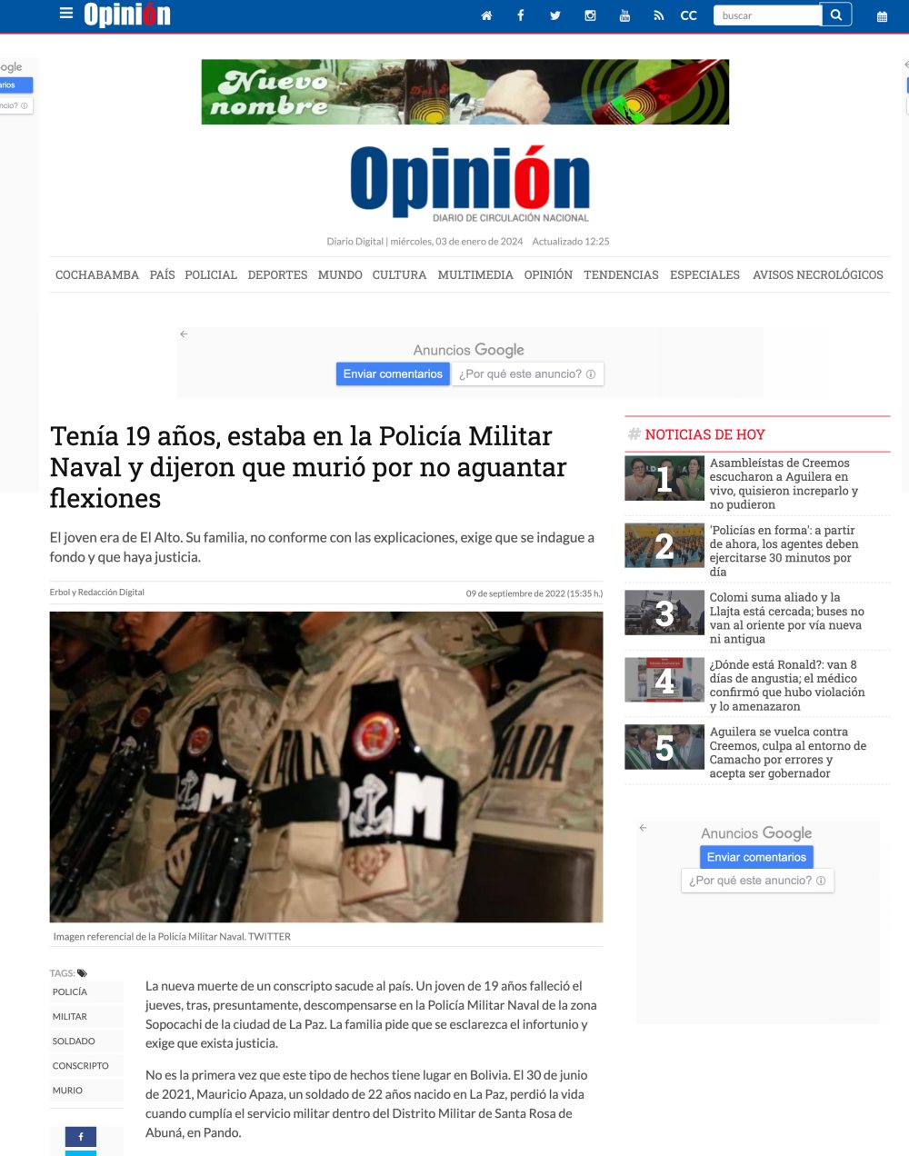 Servicio militar deceso